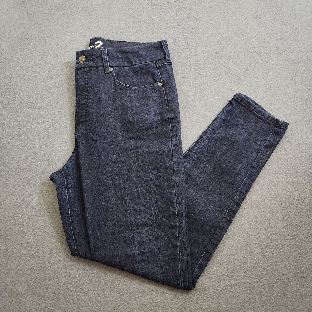 Seven7 Women 14 Dark Wash Tummyless High Rise Skinny Jeans